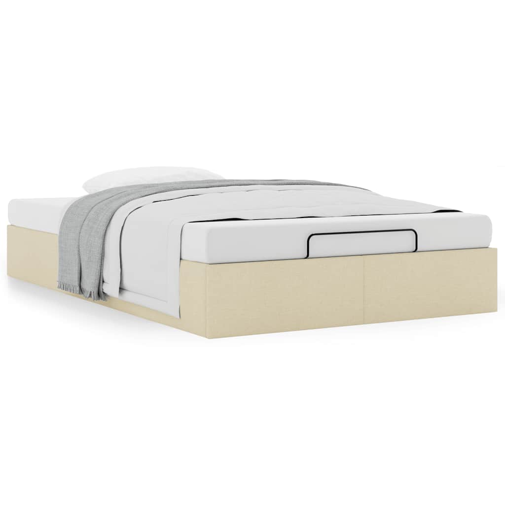 Ottoman-Bett ohne Matratze Creme 120x200 cm Stoff