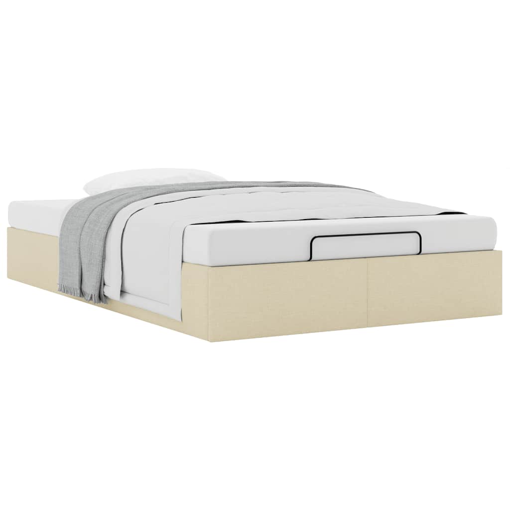 Ottoman-Bett ohne Matratze Creme 120x200 cm Stoff
