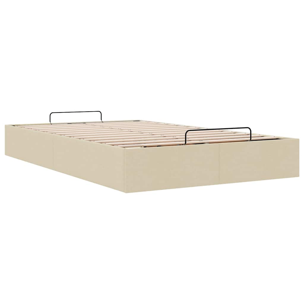 Ottoman-Bett ohne Matratze Creme 120x200 cm Stoff