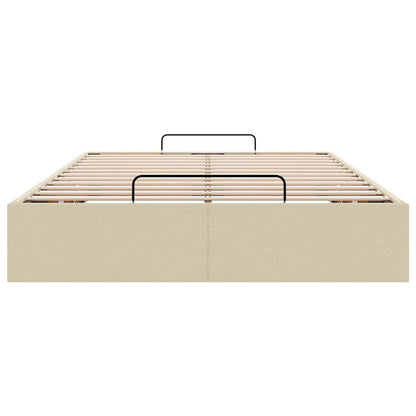Ottoman-Bett ohne Matratze Creme 120x200 cm Stoff