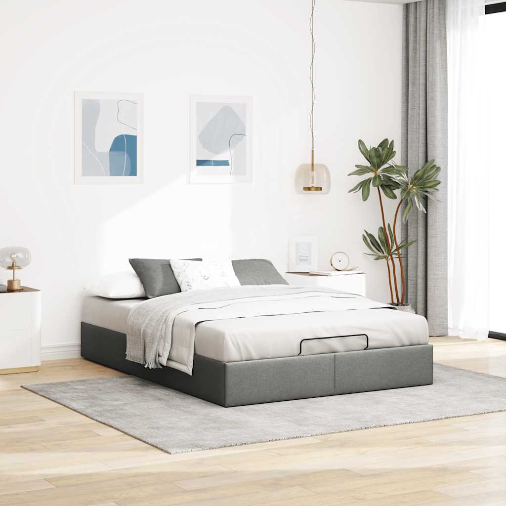 Ottoman-Bett ohne Matratze Dunkelgrau 140x190 cm Stoff