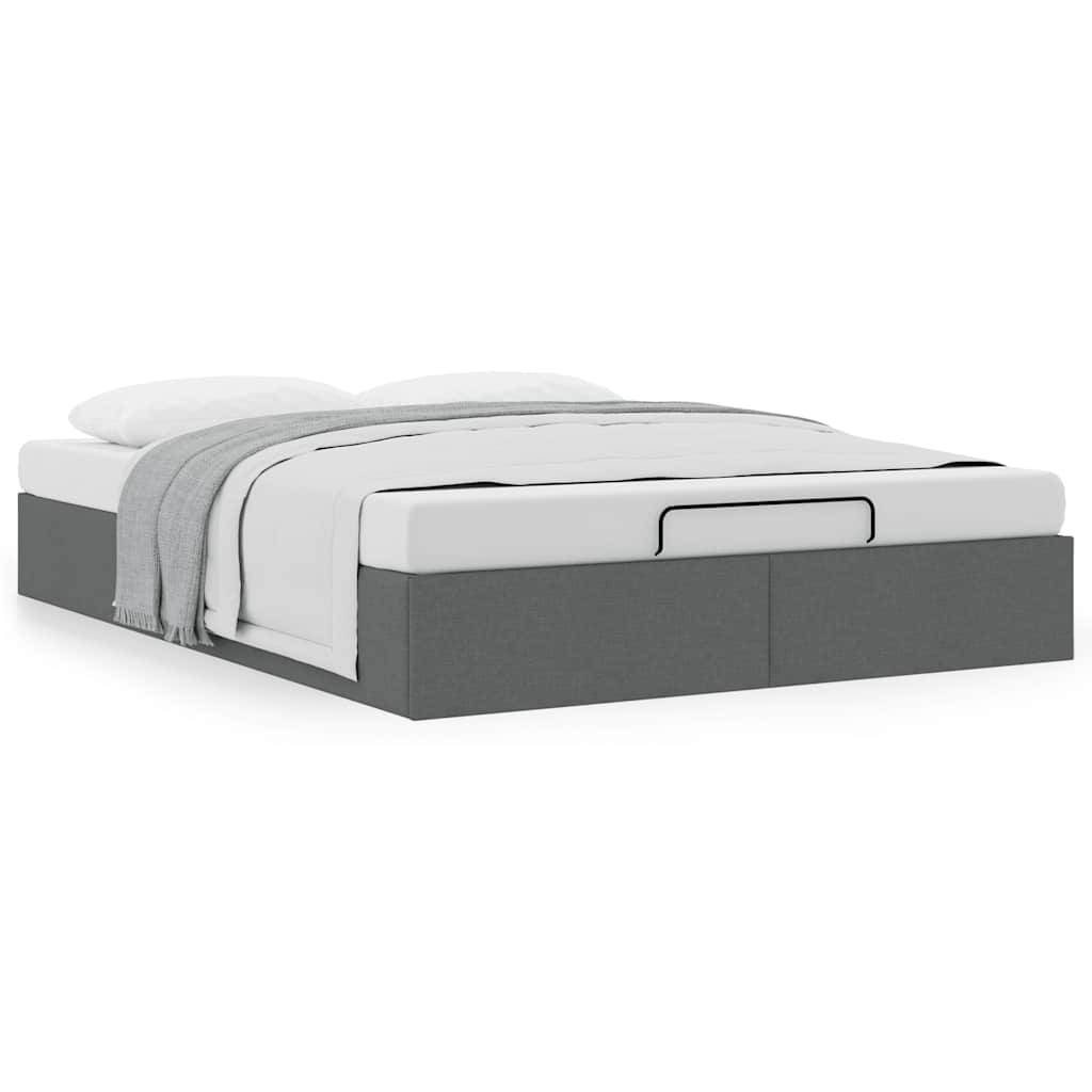 Ottoman-Bett ohne Matratze Dunkelgrau 140x190 cm Stoff