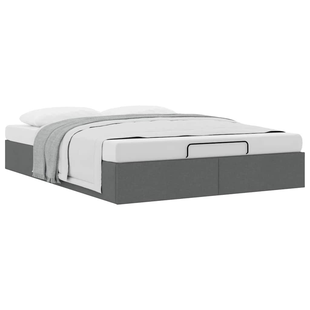 Ottoman-Bett ohne Matratze Dunkelgrau 140x190 cm Stoff