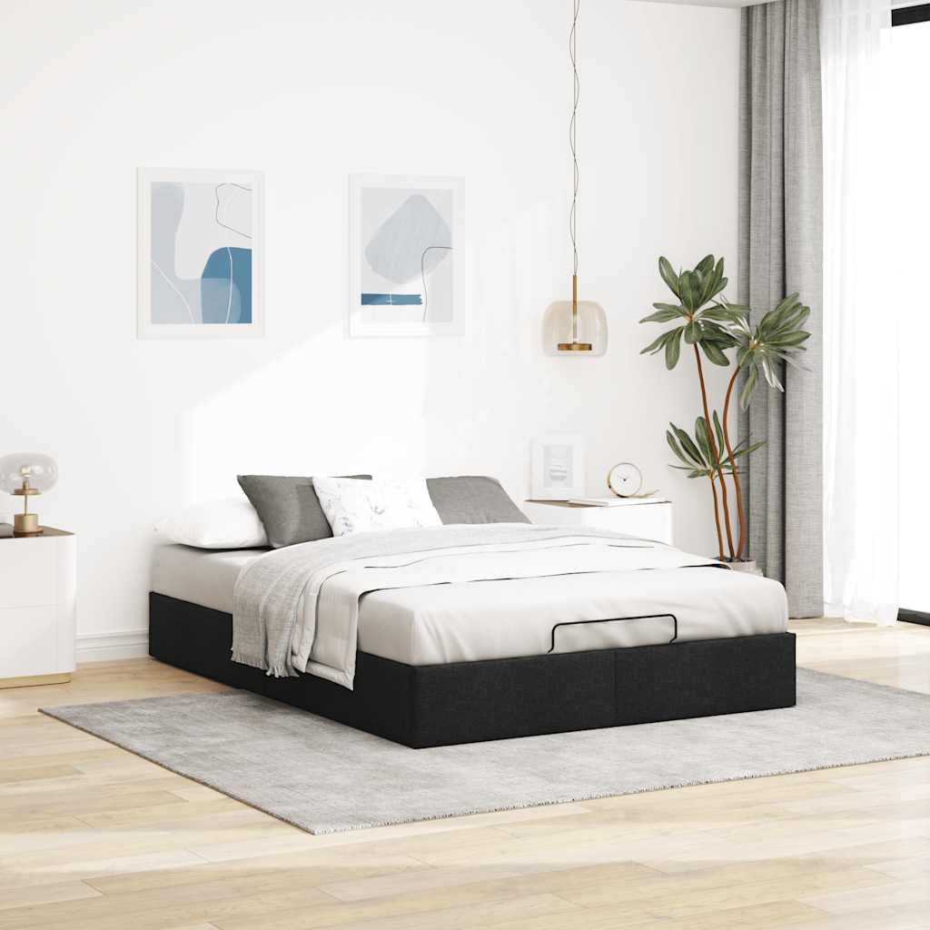 Ottoman-Bett ohne Matratze Schwarz 140x190 cm Stoff