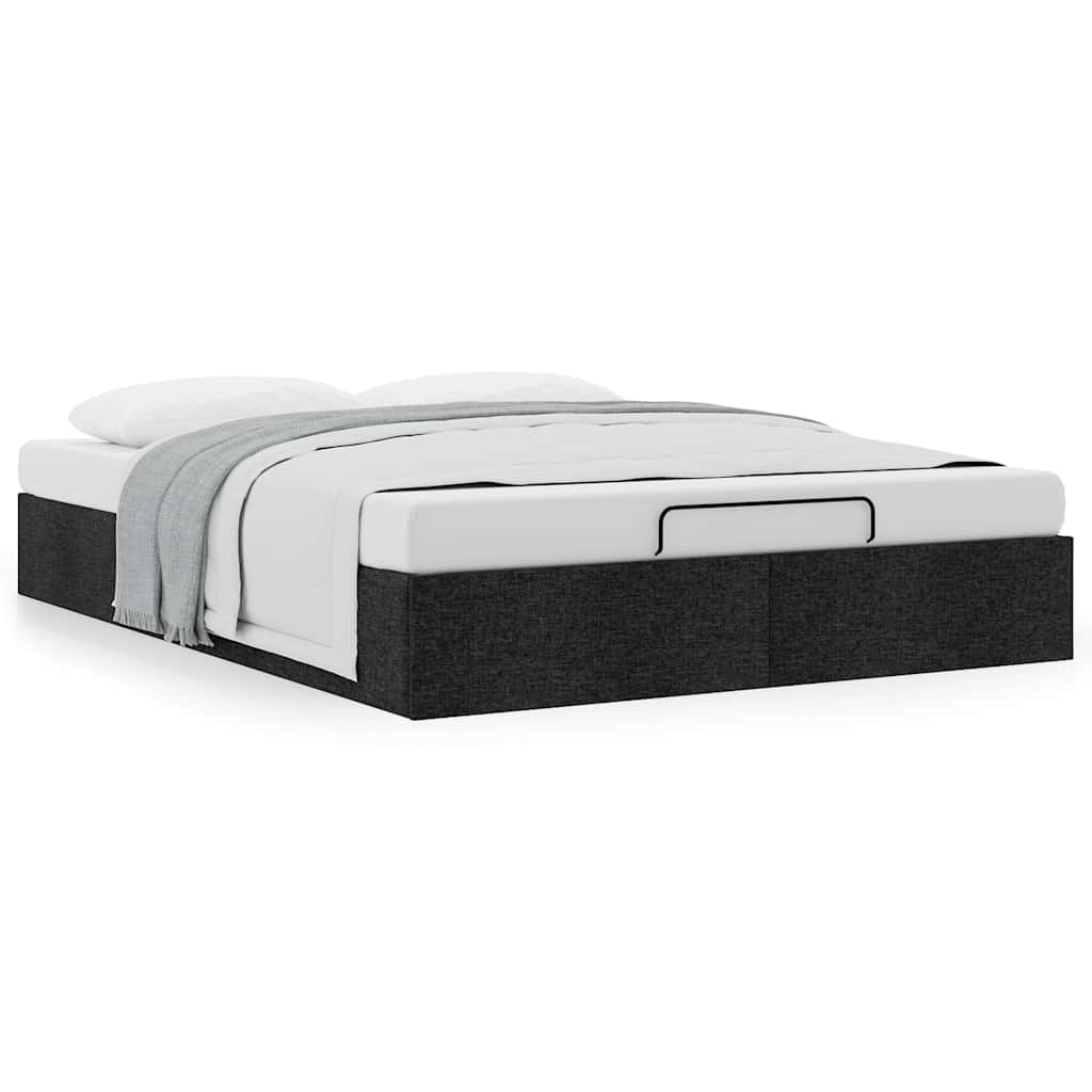 Ottoman-Bett ohne Matratze Schwarz 140x190 cm Stoff