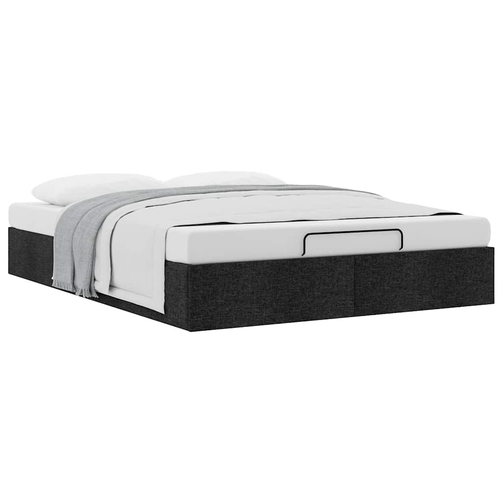 Ottoman-Bett ohne Matratze Schwarz 140x190 cm Stoff