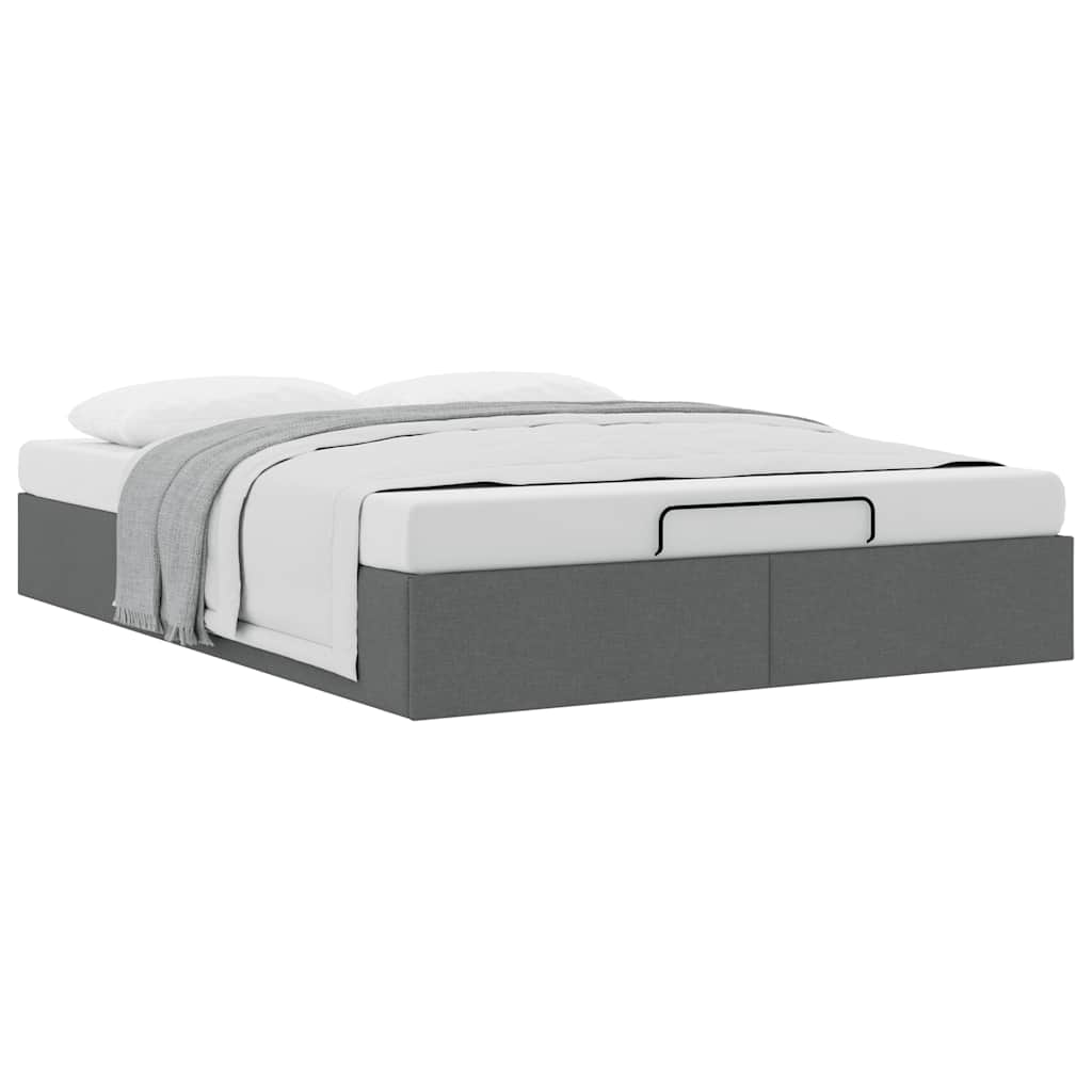 Ottoman-Bett ohne Matratze Dunkelgrau 140x200 cm Stoff