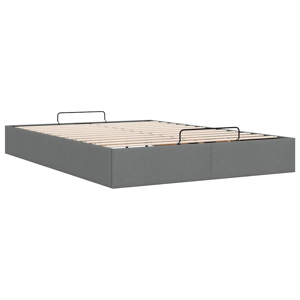Ottoman-Bett ohne Matratze Dunkelgrau 140x200 cm Stoff