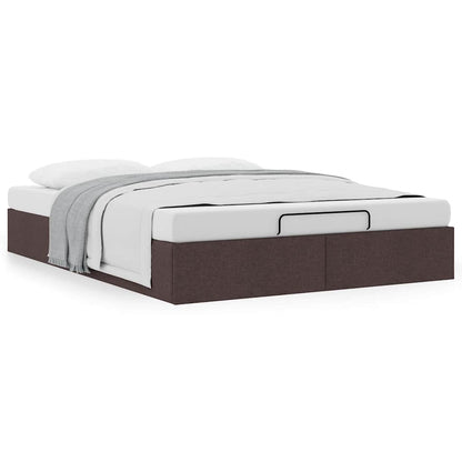 Ottoman-Bett ohne Matratze Dunkelbraun 140x200 cm Stoff