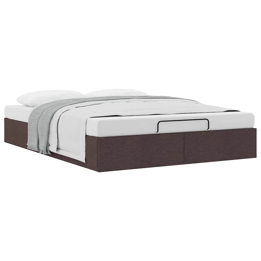 Ottoman-Bett ohne Matratze Dunkelbraun 140x200 cm Stoff