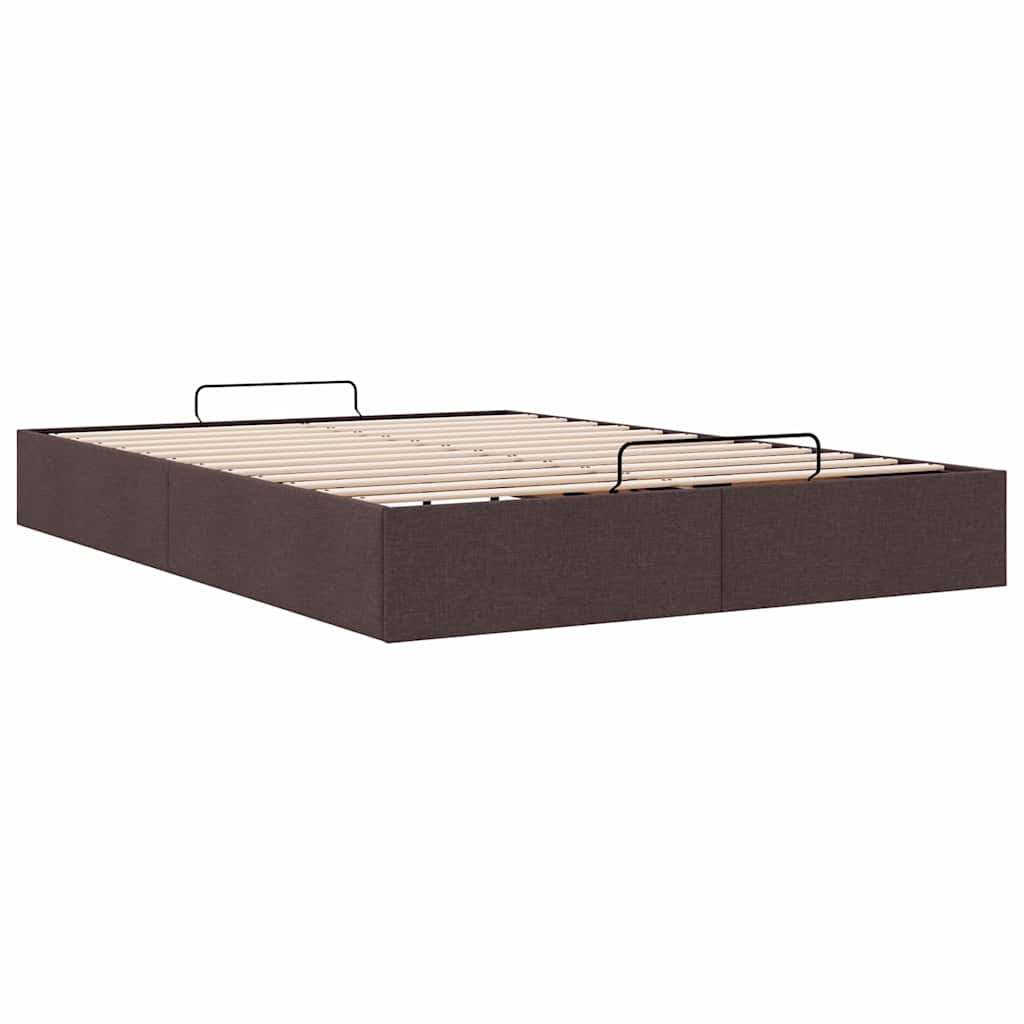 Ottoman-Bett ohne Matratze Dunkelbraun 140x200 cm Stoff