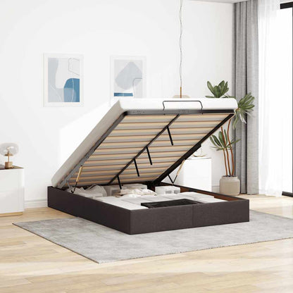 Ottoman-Bett ohne Matratze Dunkelbraun 140x200 cm Stoff