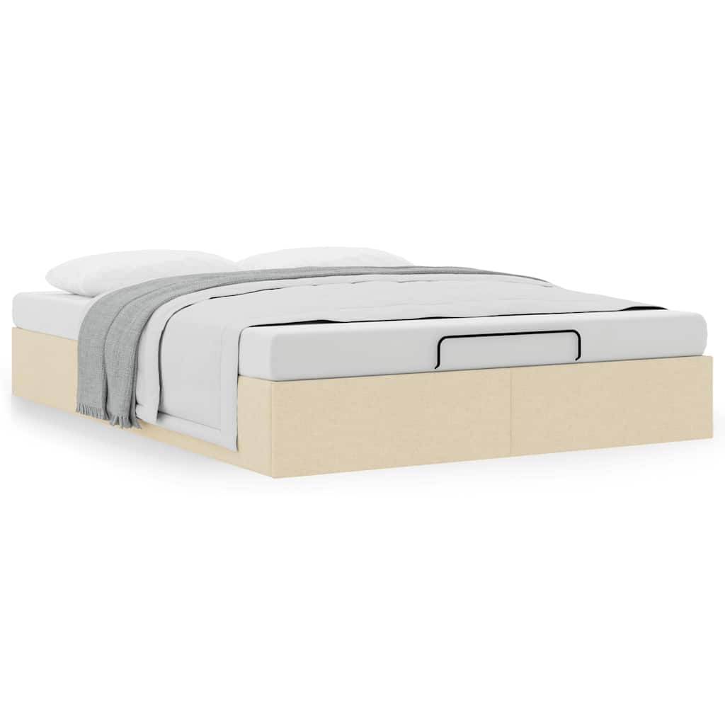 Ottoman-Bett ohne Matratze Creme 140x200 cm Stoff