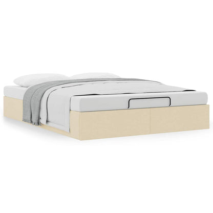 Ottoman-Bett ohne Matratze Creme 140x200 cm Stoff