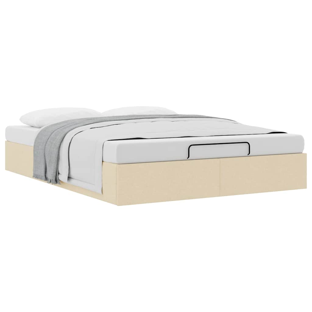 Ottoman-Bett ohne Matratze Creme 140x200 cm Stoff