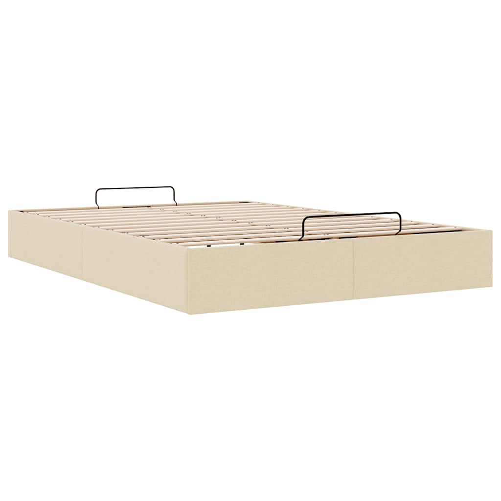 Ottoman-Bett ohne Matratze Creme 140x200 cm Stoff
