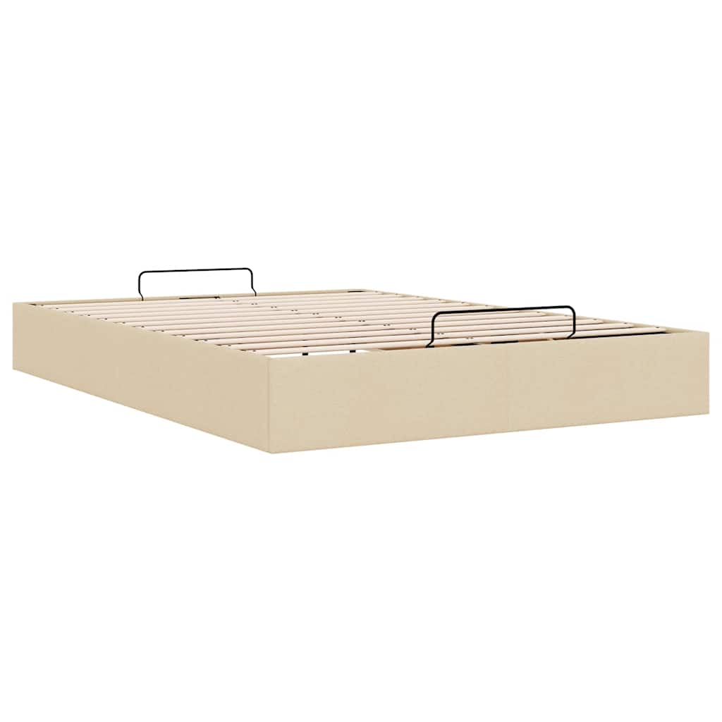 Ottoman-Bett ohne Matratze Creme 140x200 cm Stoff
