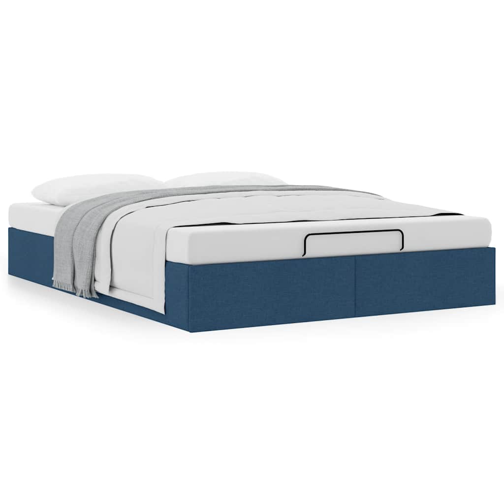 Ottoman-Bett ohne Matratze Blau 140x200 cm Stoff