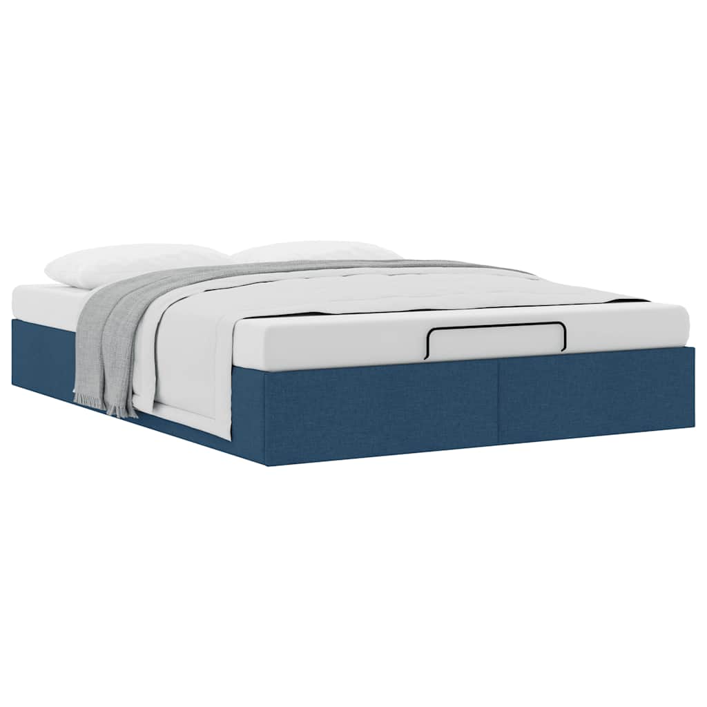 Ottoman-Bett ohne Matratze Blau 140x200 cm Stoff