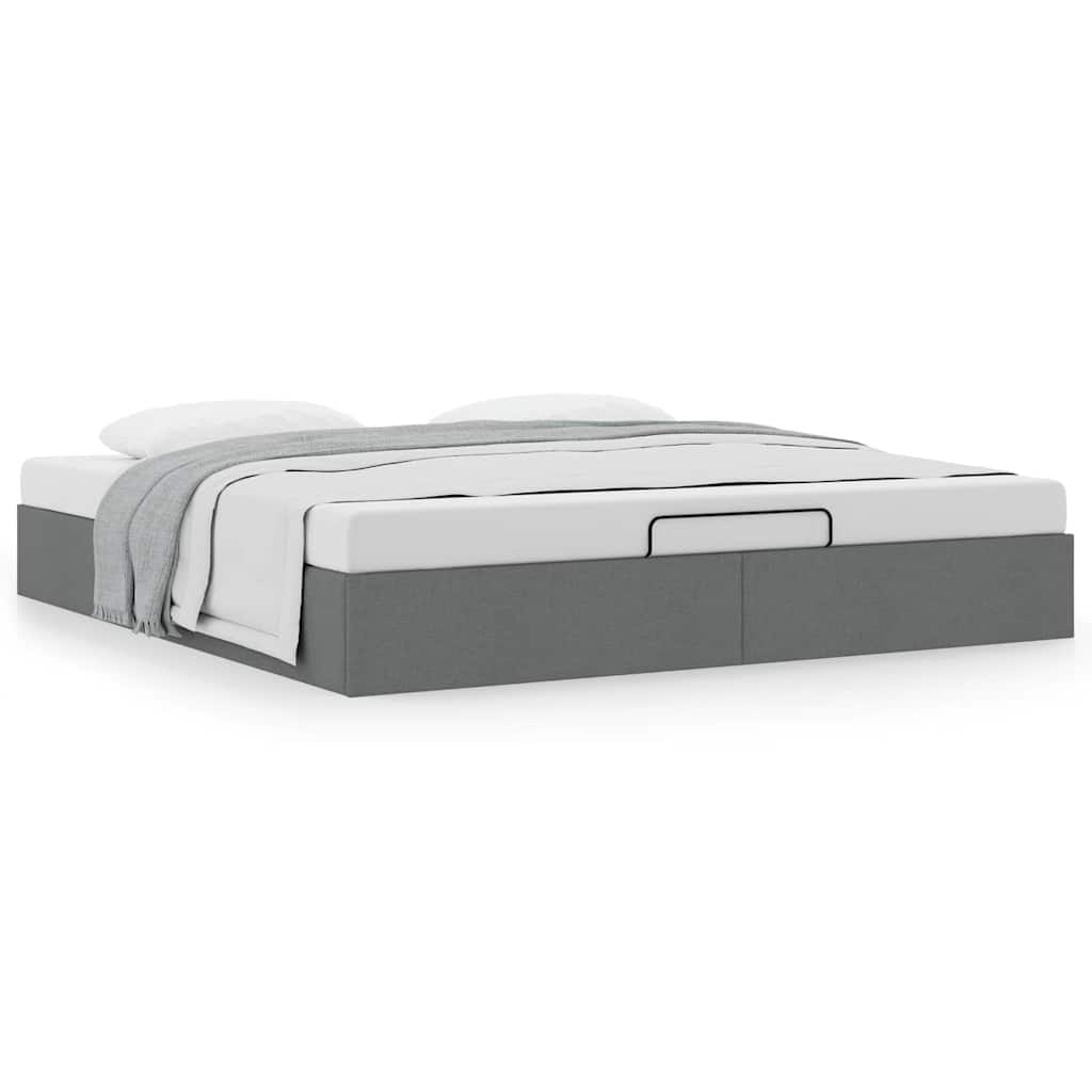 Ottoman-Bett ohne Matratze Dunkelgrau 160x200 cm Stoff