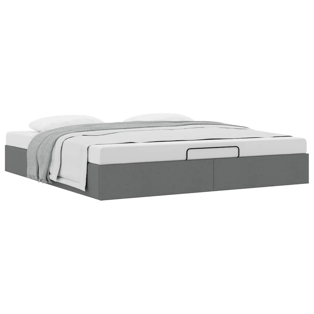 Ottoman-Bett ohne Matratze Dunkelgrau 160x200 cm Stoff