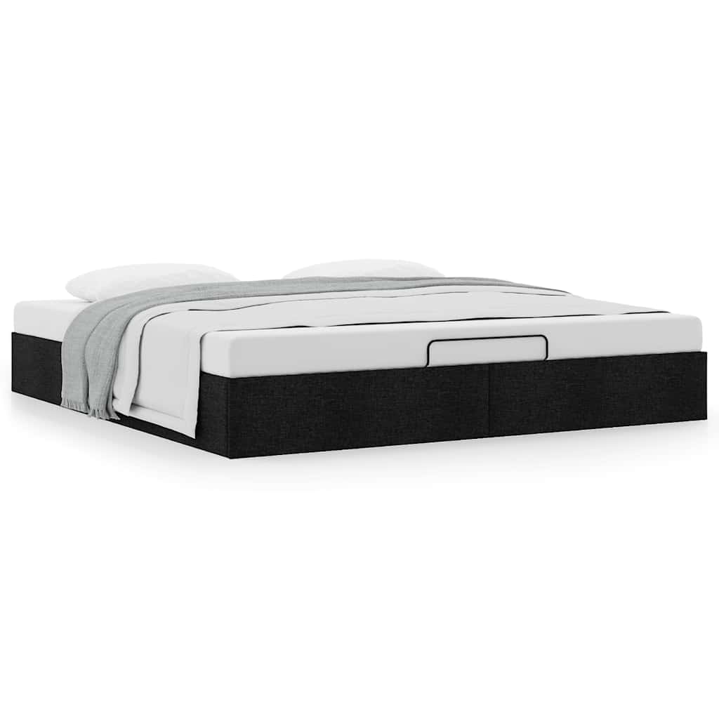 Ottoman-Bett ohne Matratze Schwarz 160x200 cm Stoff