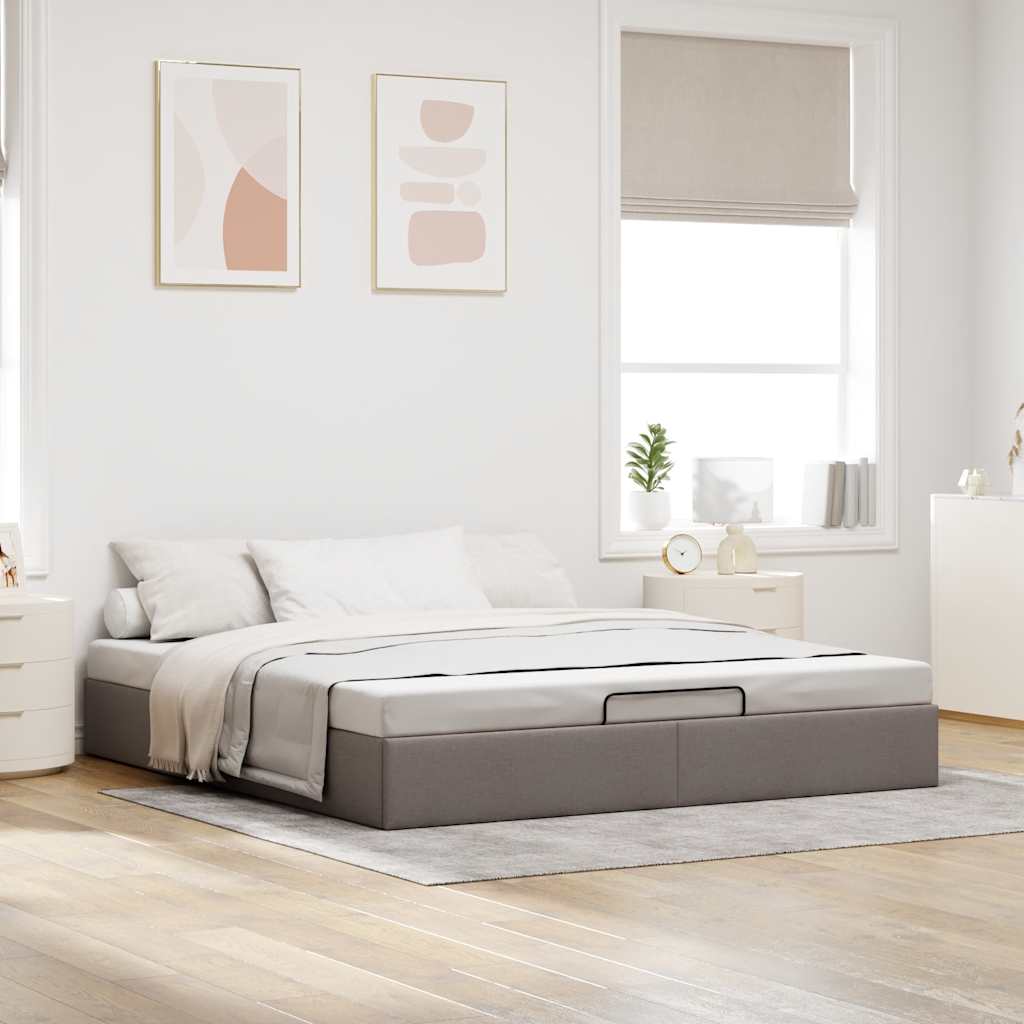 Ottoman-Bett ohne Matratze Taupe 160x200 cm Stoff