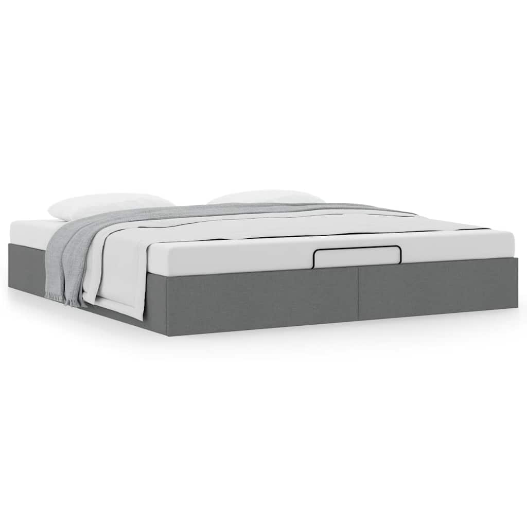 Ottoman-Bett ohne Matratze Dunkelgrau 180x200 cm Stoff