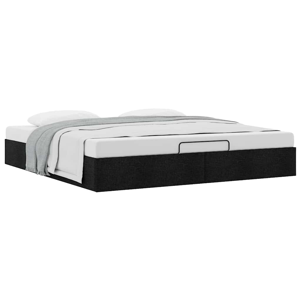 Ottoman-Bett ohne Matratze Schwarz 180x200 cm Stoff