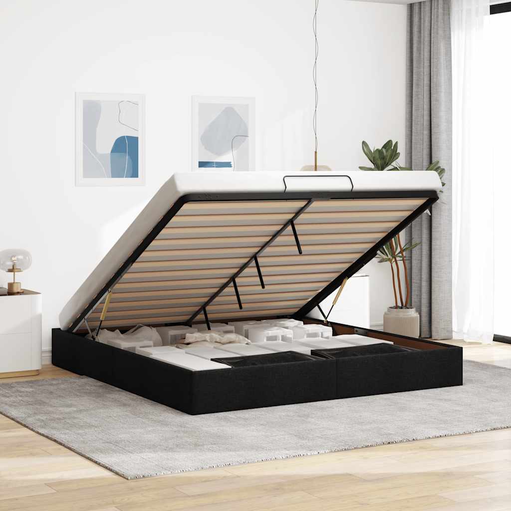 Ottoman-Bett ohne Matratze Schwarz 180x200 cm Stoff