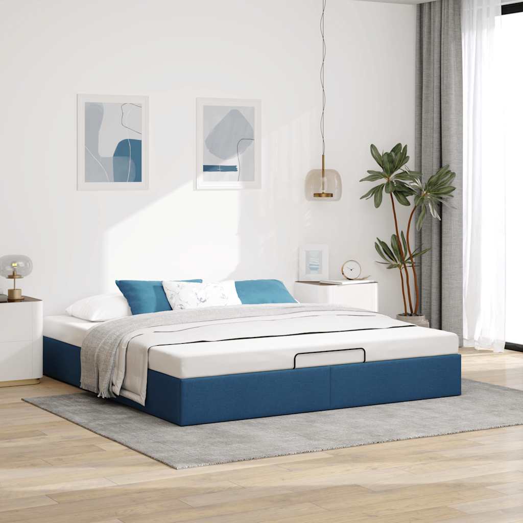 Ottoman-Bett ohne Matratze Blau 180x200 cm Stoff