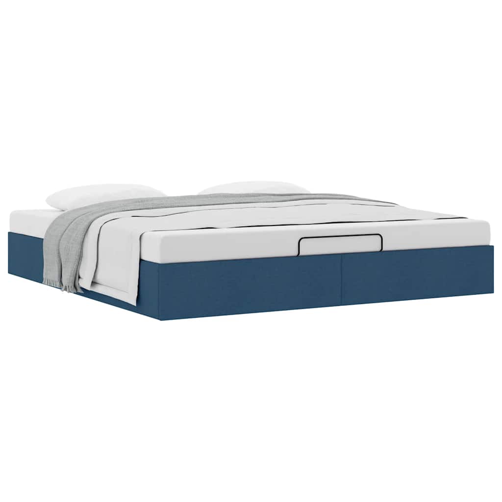 Ottoman-Bett ohne Matratze Blau 180x200 cm Stoff