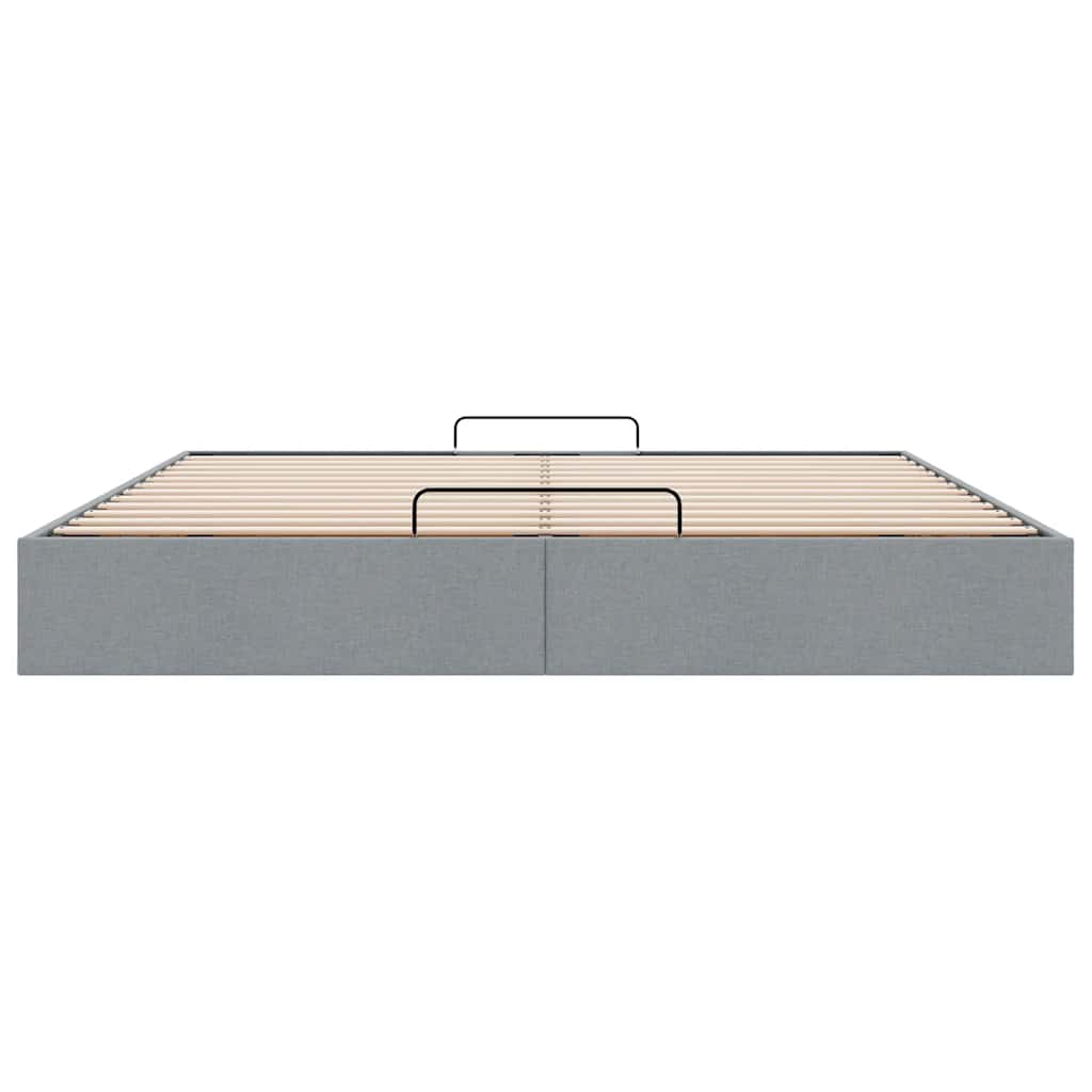 Ottoman-Bett ohne Matratze Hellgrau 200x200 cm Stoff