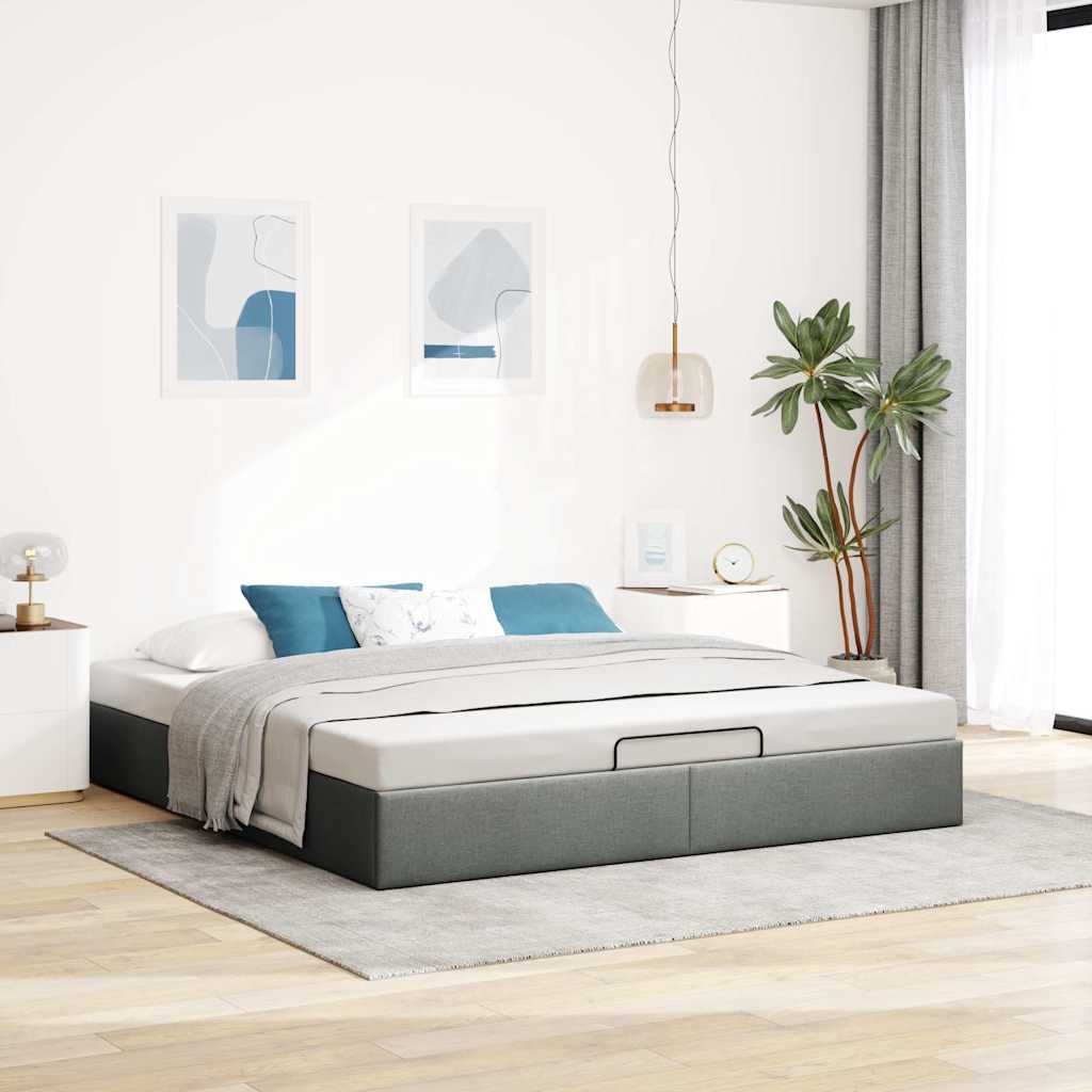 Ottoman-Bett ohne Matratze Dunkelgrau 200x200 cm Stoff
