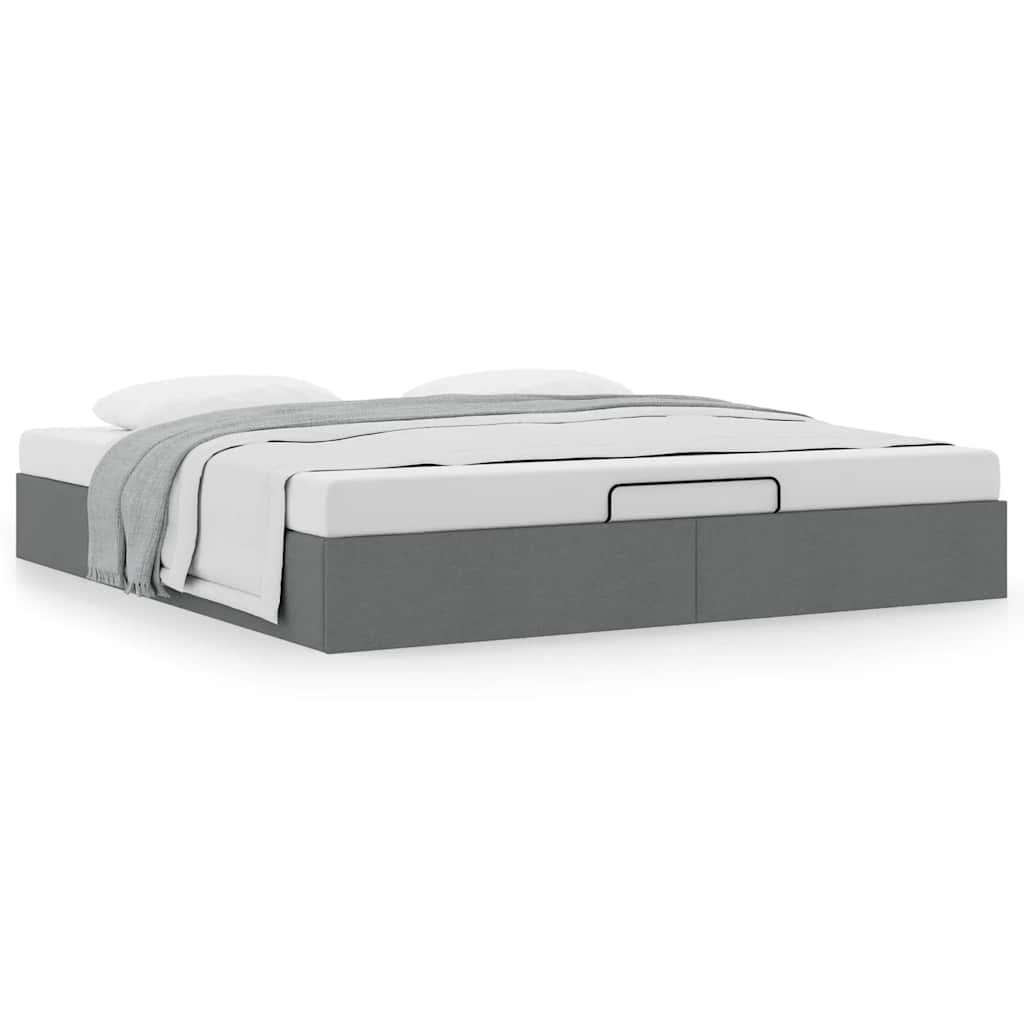 Ottoman-Bett ohne Matratze Dunkelgrau 200x200 cm Stoff