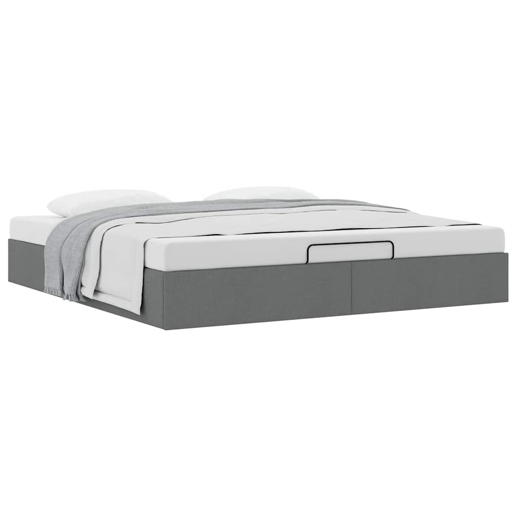 Ottoman-Bett ohne Matratze Dunkelgrau 200x200 cm Stoff