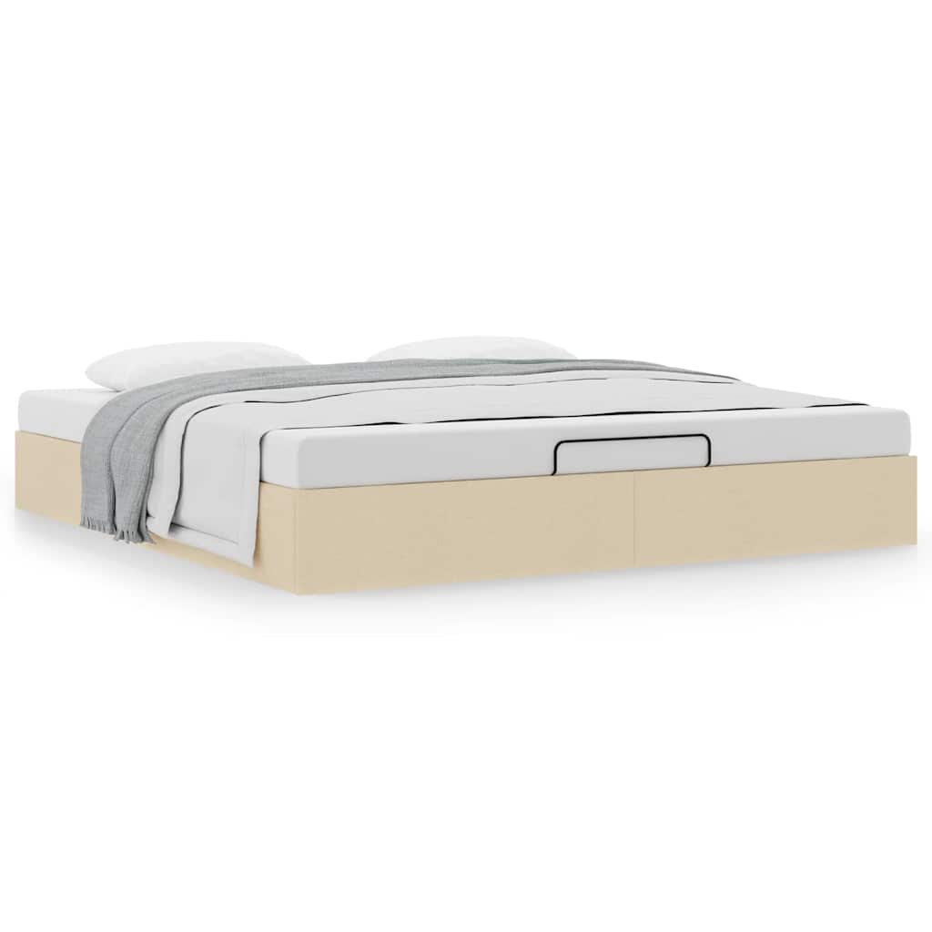 Ottoman-Bett ohne Matratze Creme 200x200 cm Stoff