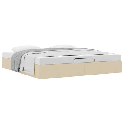 Ottoman-Bett ohne Matratze Creme 200x200 cm Stoff