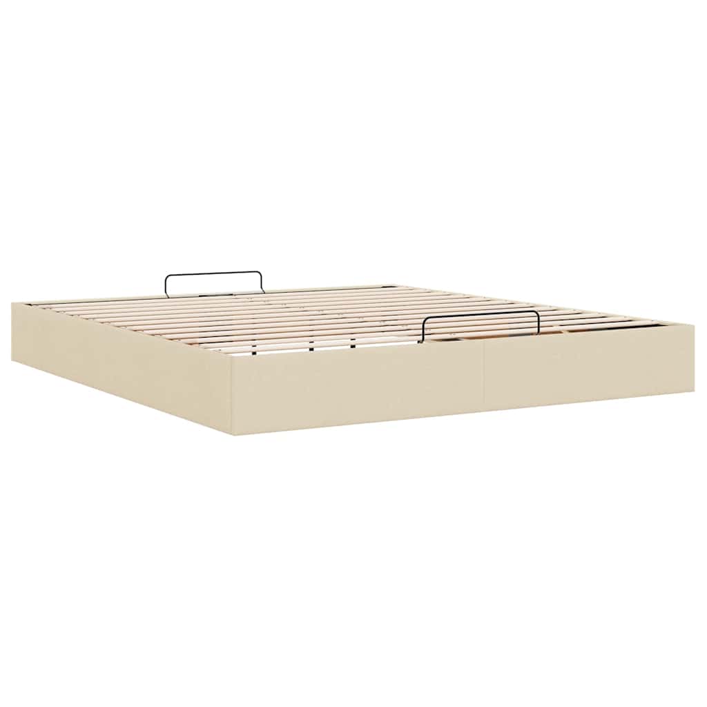 Ottoman-Bett ohne Matratze Creme 200x200 cm Stoff
