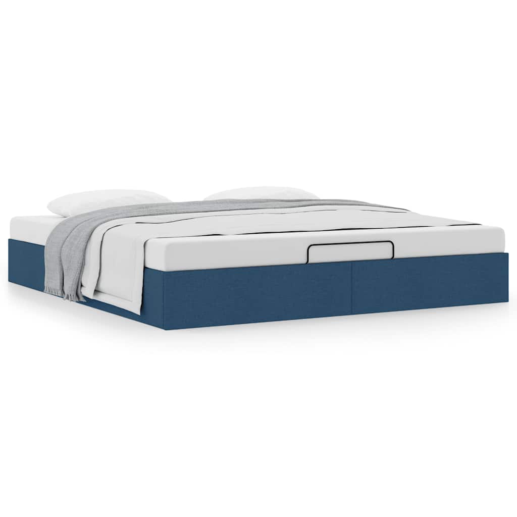 Ottoman-Bett ohne Matratze Blau 200x200 cm Stoff