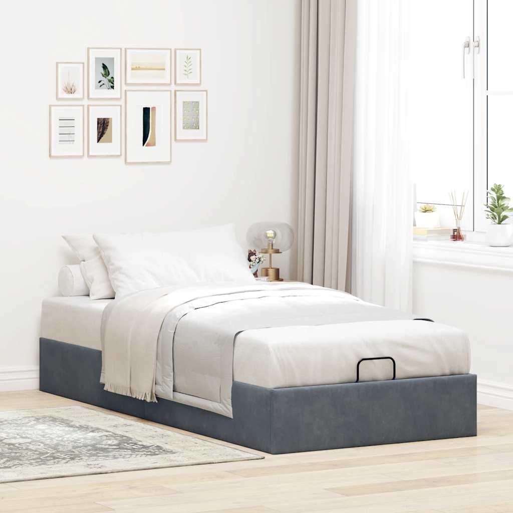 Ottoman-Bett ohne Matratze Dunkelgrau 80x200 cm Samt