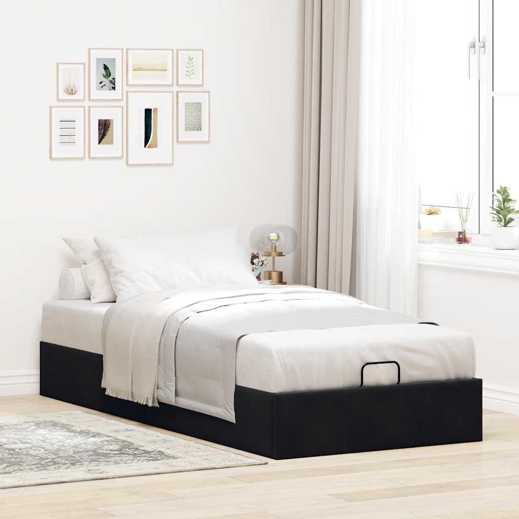 Ottoman-Bett ohne Matratze Schwarz 90x190 cm Samt
