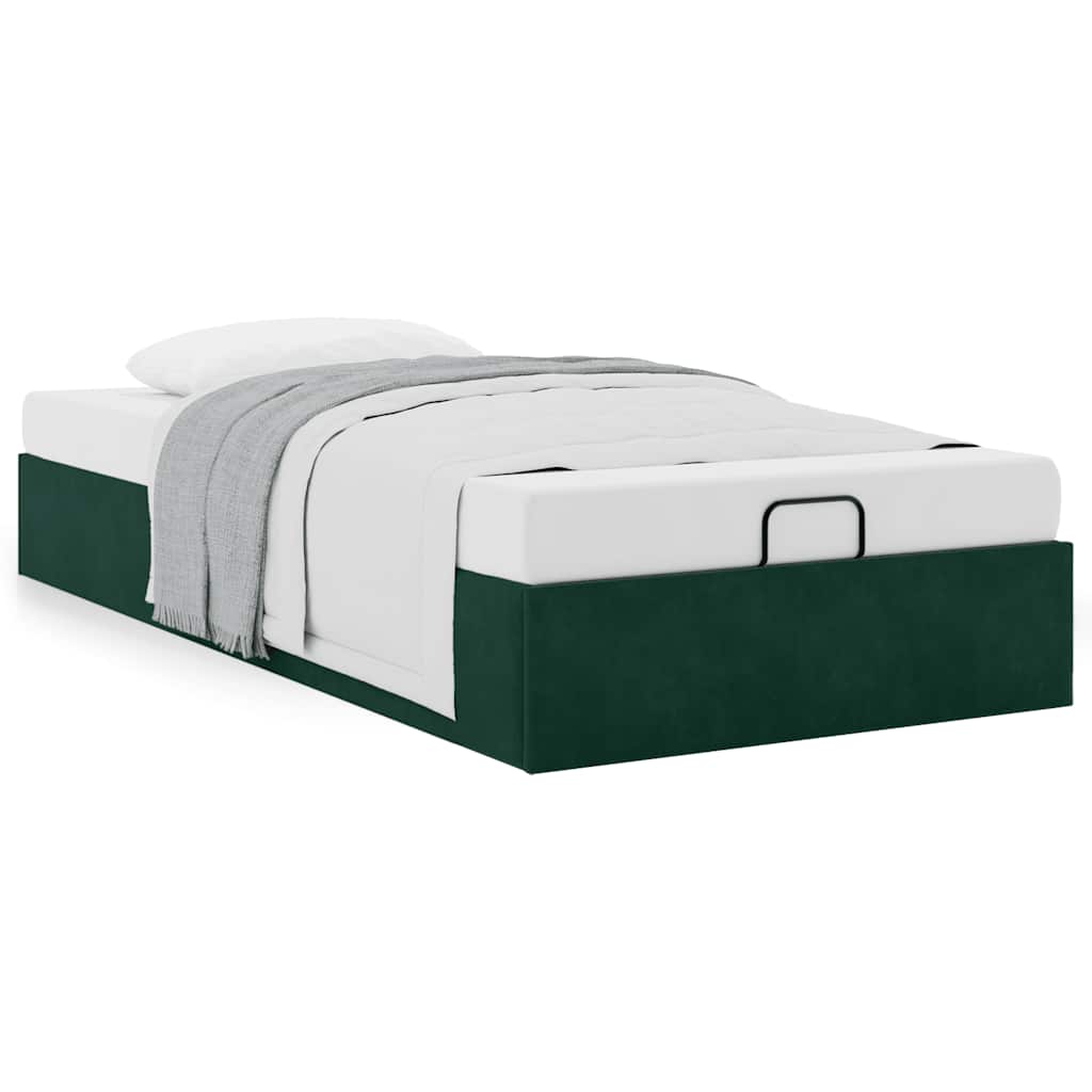 Ottoman-Bett ohne Matratze Dunkelgrün 90x190 cm Samt