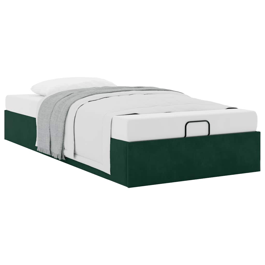 Ottoman-Bett ohne Matratze Dunkelgrün 90x190 cm Samt