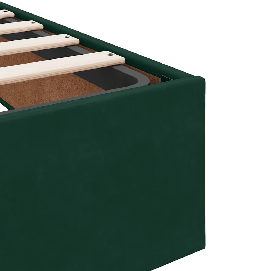 Ottoman-Bett ohne Matratze Dunkelgrün 90x190 cm Samt