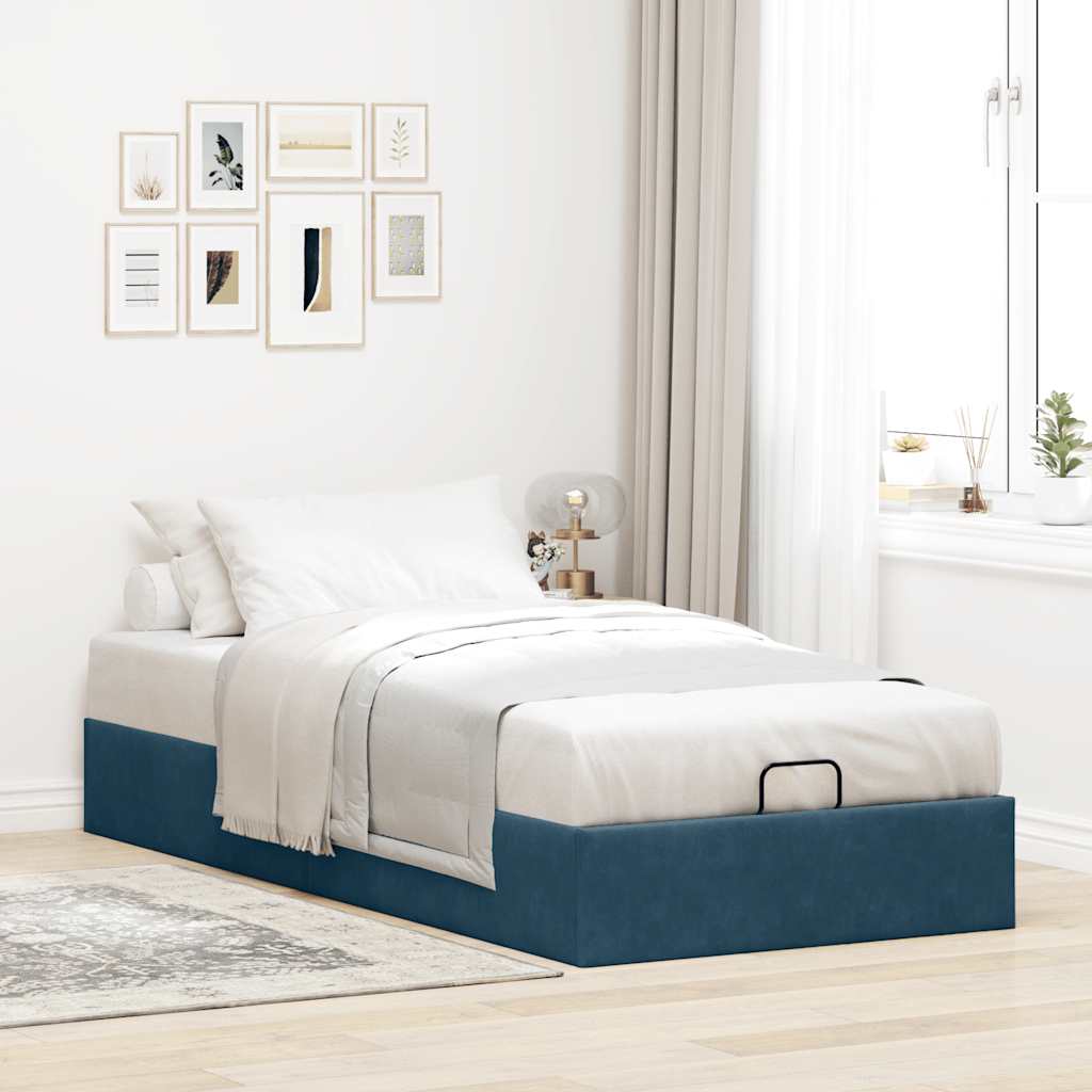 Ottoman-Bett ohne Matratze Dunkelblau 90x190 cm Samt