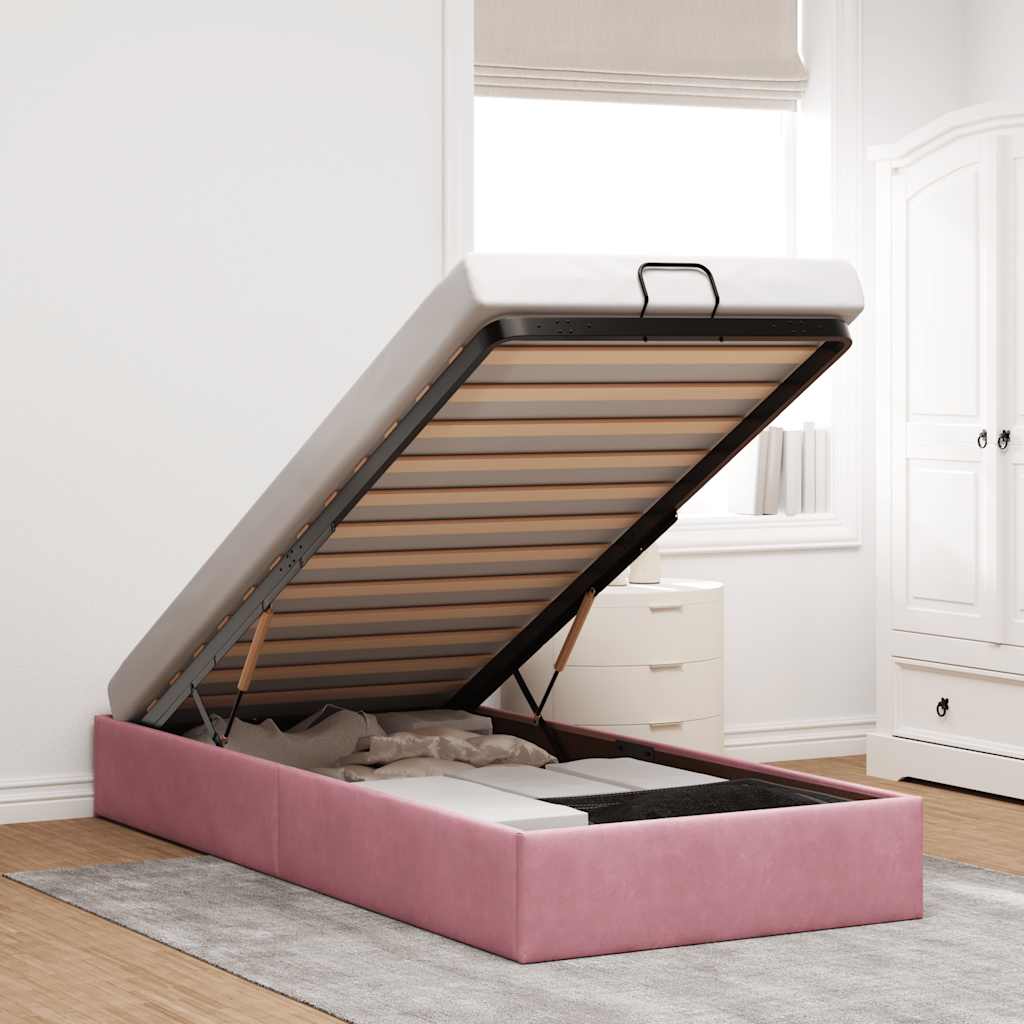 Ottoman-Bett ohne Matratze Rosa 90x190 cm Samt