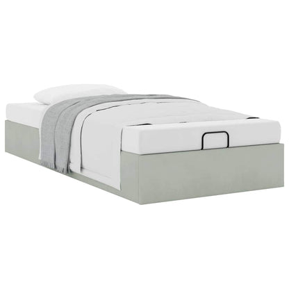 Ottoman-Bett ohne Matratze Hellgrau 90x200 cm Samt