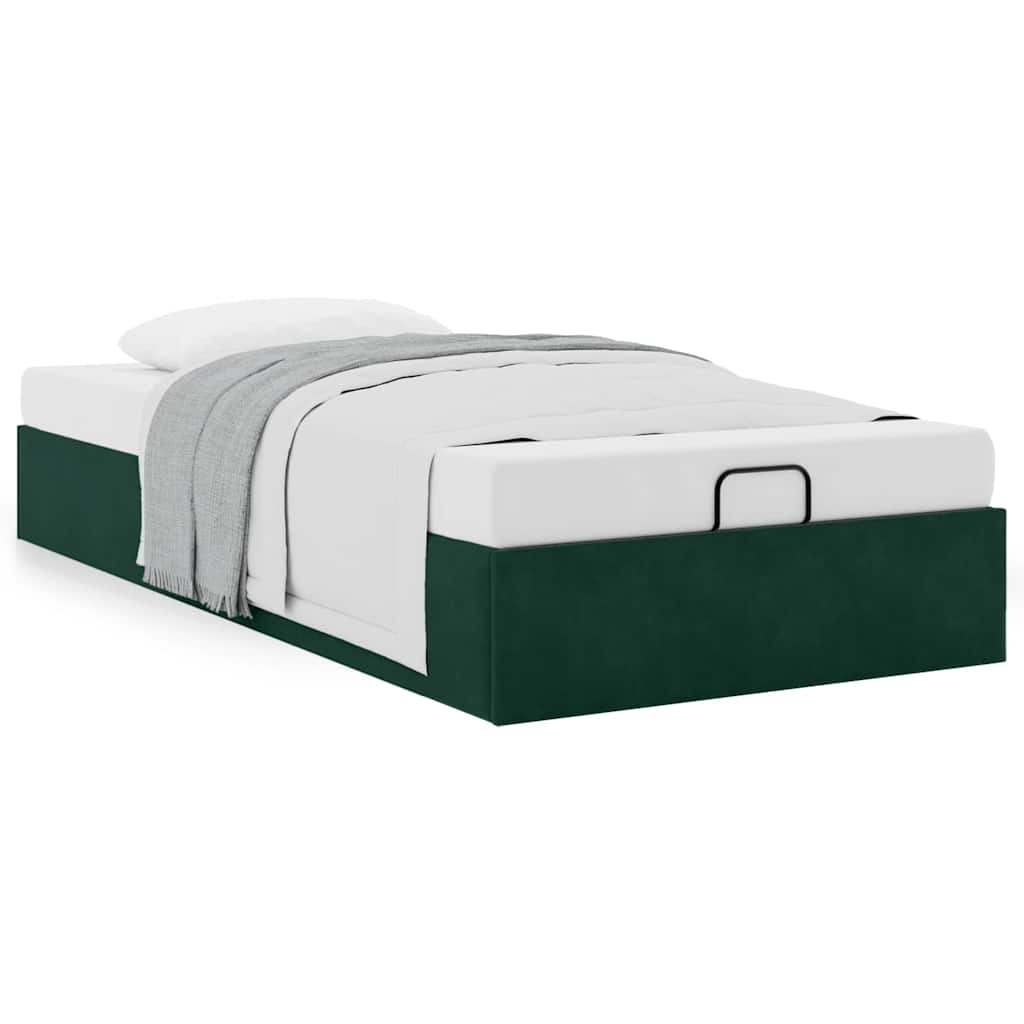 Ottoman-Bett ohne Matratze Dunkelgrün 90x200 cm Samt