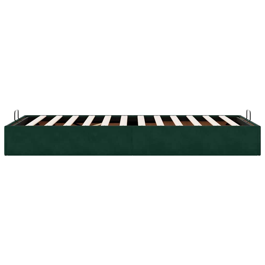 Ottoman-Bett ohne Matratze Dunkelgrün 90x200 cm Samt